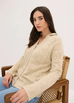 Gilet en maille ajourée avec fil brillant