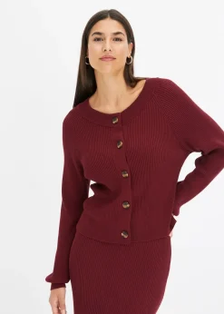 Gilet en maille côtelée, viscose majoritaire