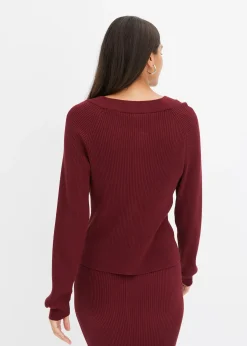 Gilet en maille côtelée, viscose majoritaire