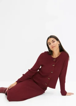 Gilet en maille côtelée, viscose majoritaire