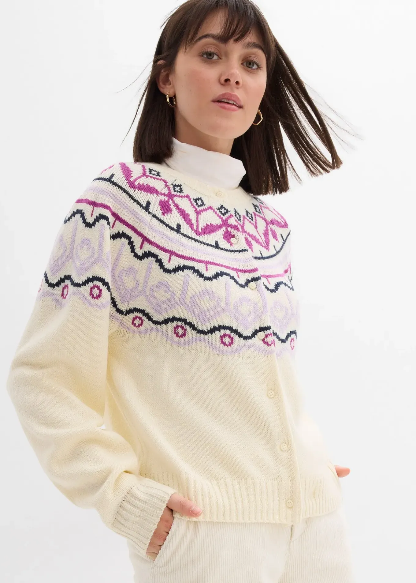 Gilet en maille oversize à motif norvégien