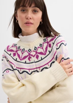 Gilet en maille oversize à motif norvégien