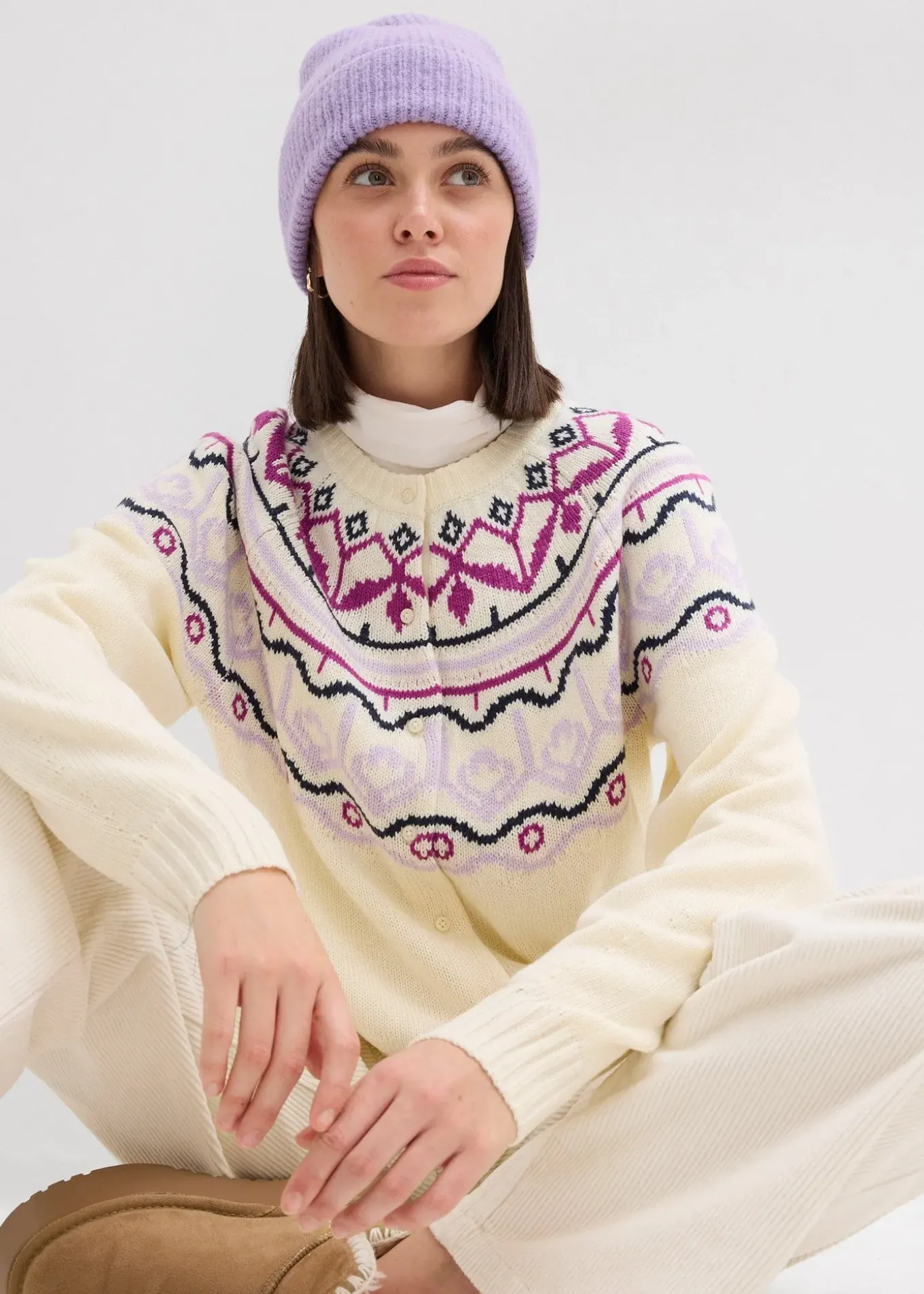 Gilet en maille oversize à motif norvégien