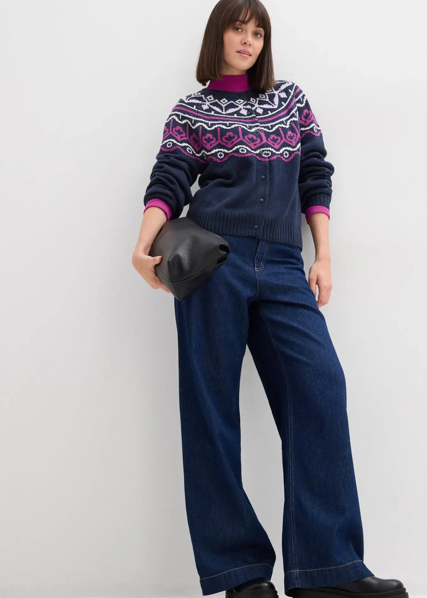 Gilet en maille oversize à motif norvégien