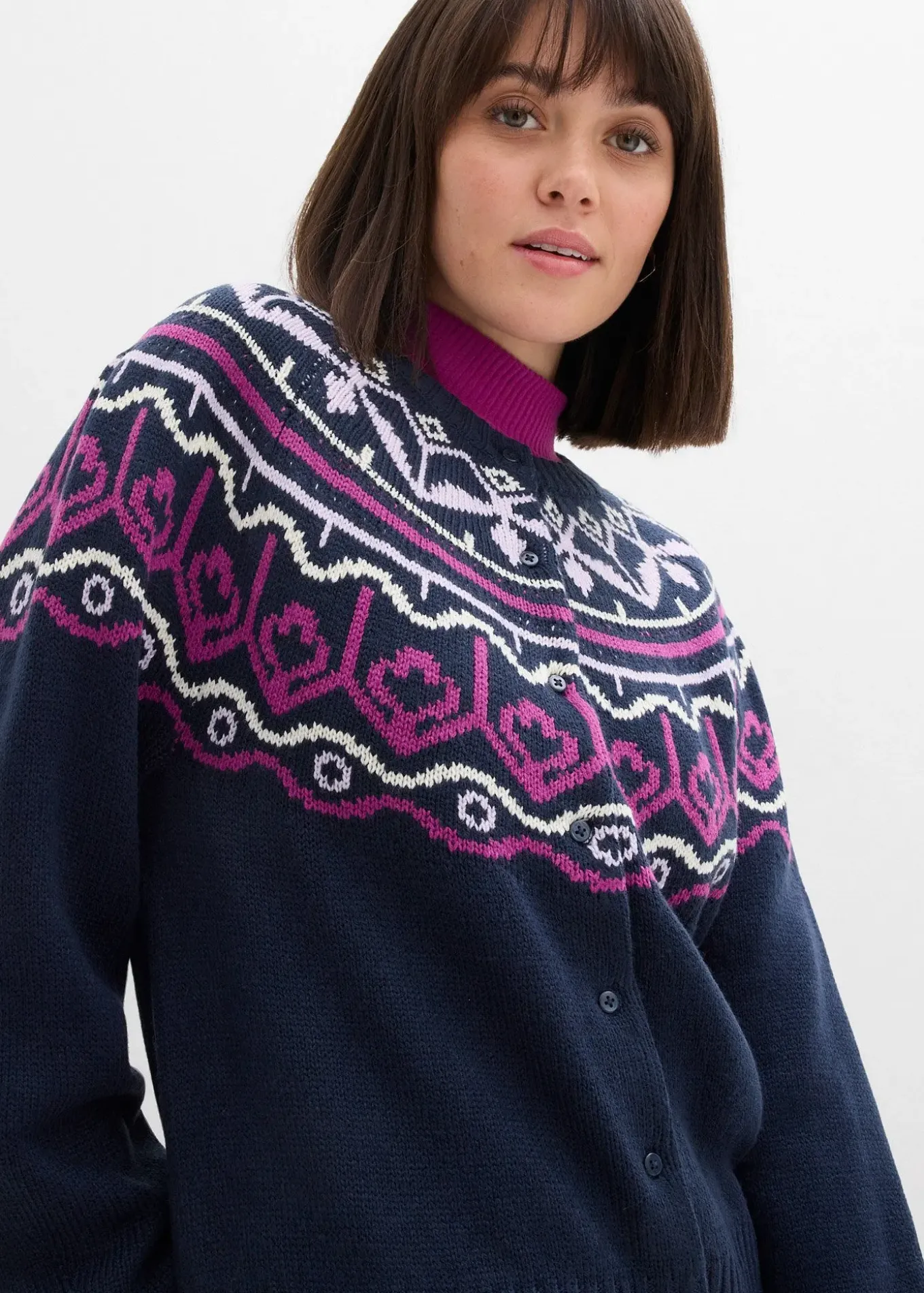 Gilet en maille oversize à motif norvégien