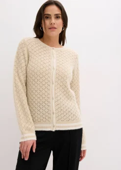 Gilet en maille poilue ajourée