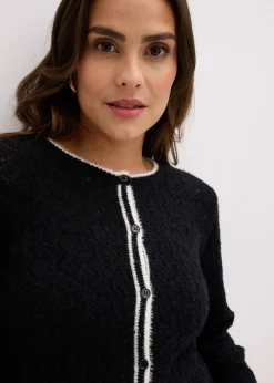 Gilet en maille poilue ajourée