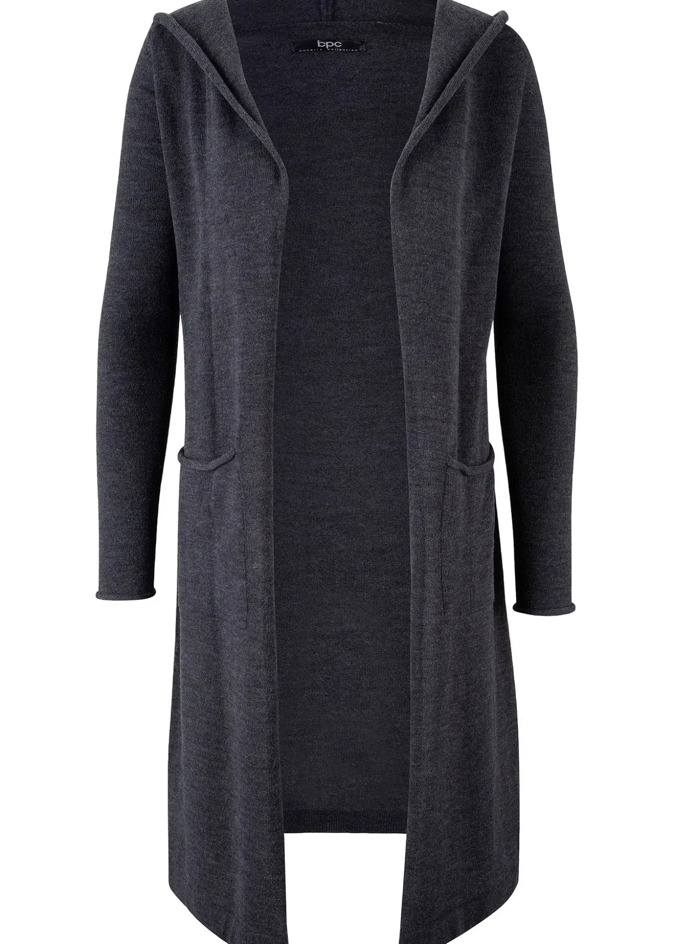 Gilet long en maille à capuche