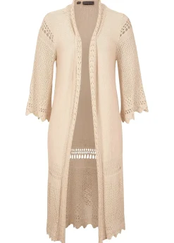 Gilet long en maille ajourée