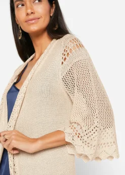 Gilet long en maille ajourée