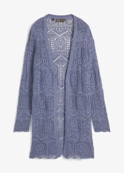 Gilet long en maille ajourée