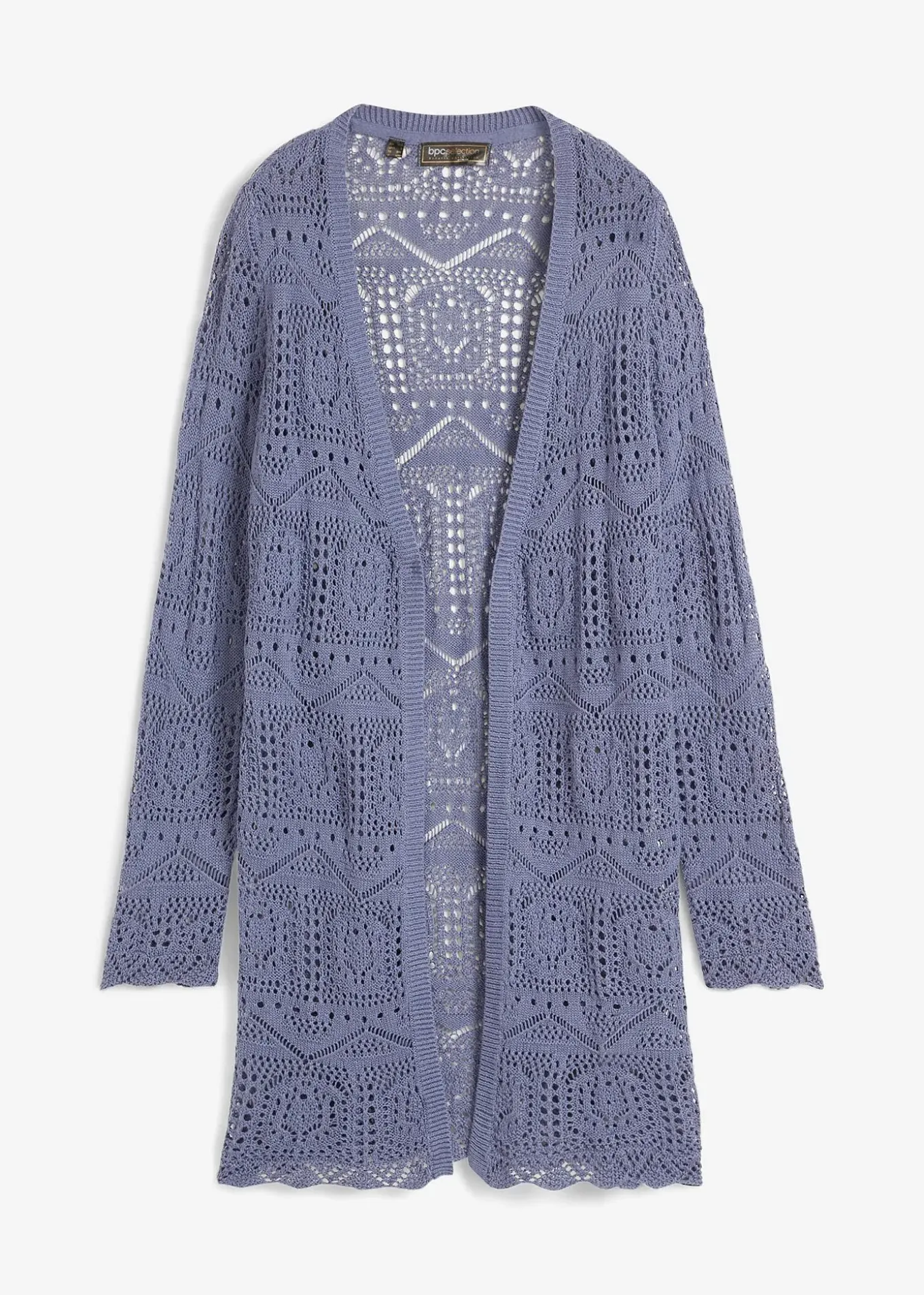 Gilet long en maille ajourée