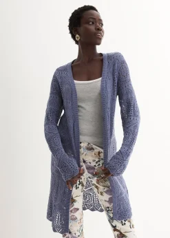 Gilet long en maille ajourée