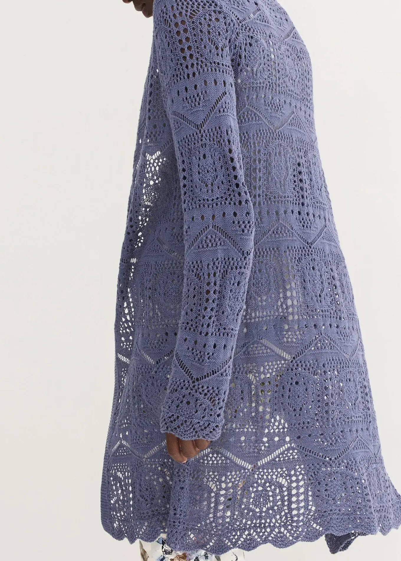 Gilet long en maille ajourée