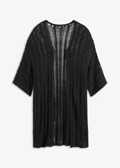 Gilet long en maille ajourée