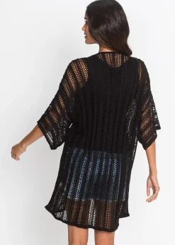 Gilet long en maille ajourée