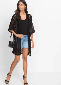 Gilet long en maille ajourée