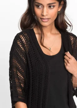 Gilet long en maille ajourée