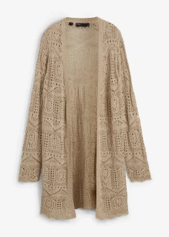 Gilet long en maille ajourée