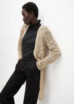 Gilet long en maille ajourée