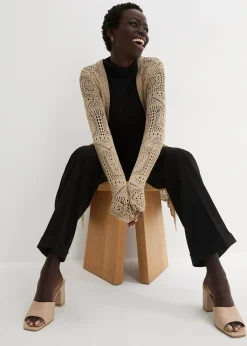 Gilet long en maille ajourée