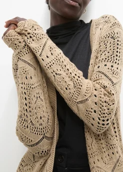 Gilet long en maille ajourée