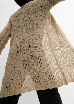 Gilet long en maille ajourée