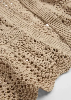 Gilet long en maille ajourée