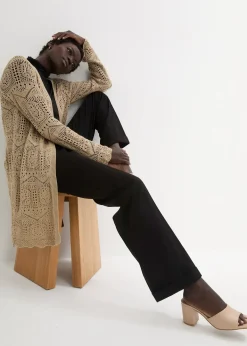 Gilet long en maille ajourée