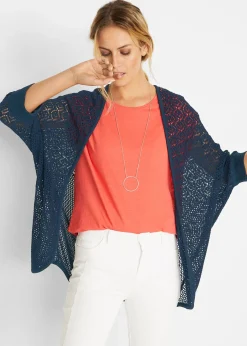 Gilet long en maille ajourée