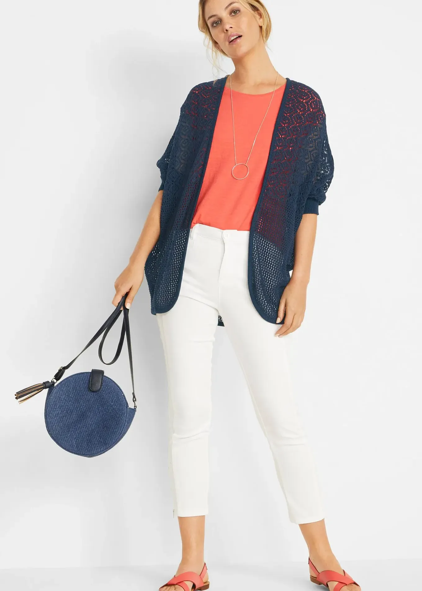 Gilet long en maille ajourée