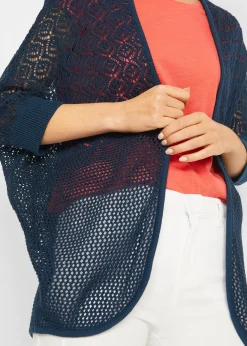 Gilet long en maille ajourée