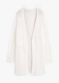 Gilet long en maille ajourée