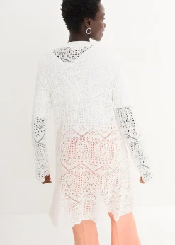 Gilet long en maille ajourée