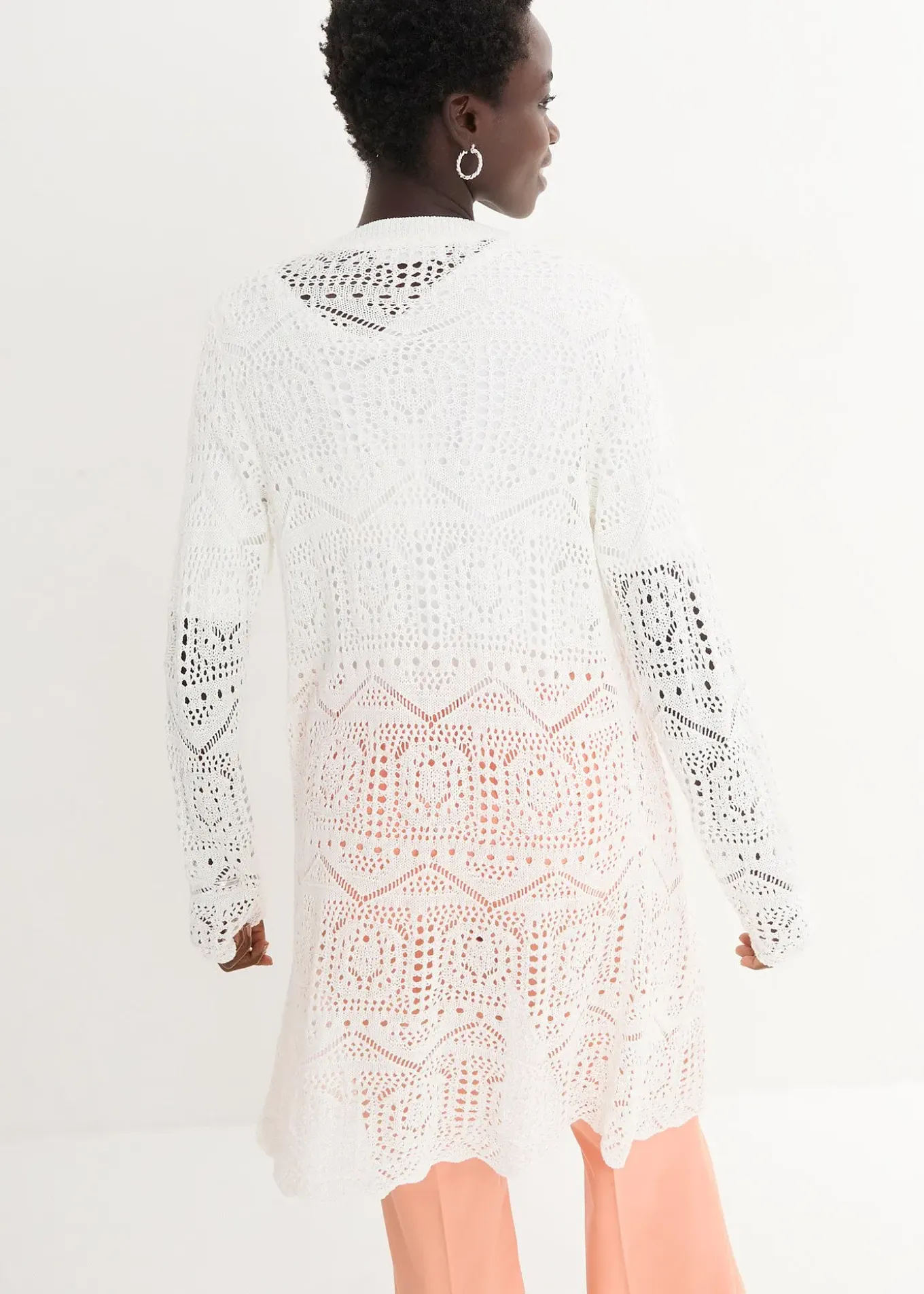 Gilet long en maille ajourée