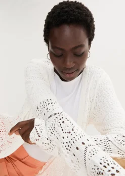 Gilet long en maille ajourée