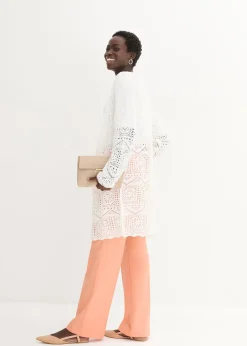 Gilet long en maille ajourée