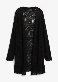 Gilet long en maille ajourée