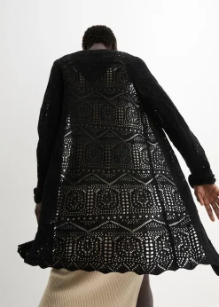 Gilet long en maille ajourée