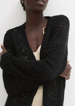 Gilet long en maille ajourée