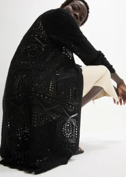 Gilet long en maille ajourée