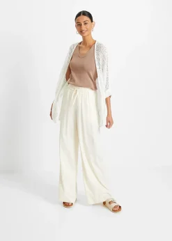 Gilet long en maille ajourée