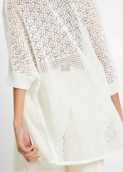 Gilet long en maille ajourée