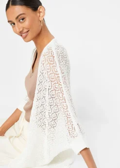 Gilet long en maille ajourée