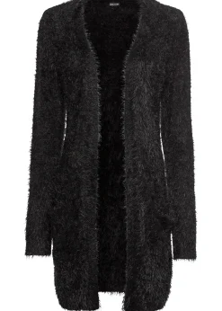 Gilet long en maille duveteuse