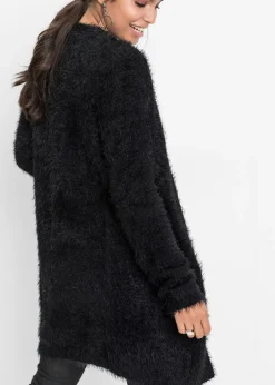 Gilet long en maille duveteuse