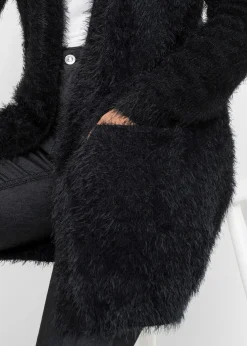 Gilet long en maille duveteuse