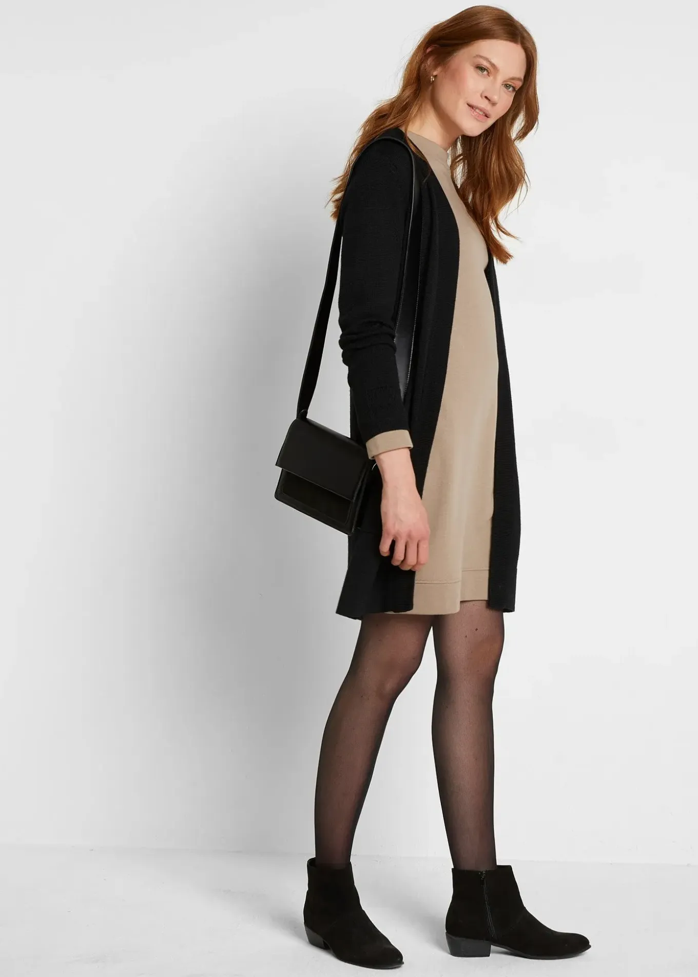 Gilet long en maille, manches longues