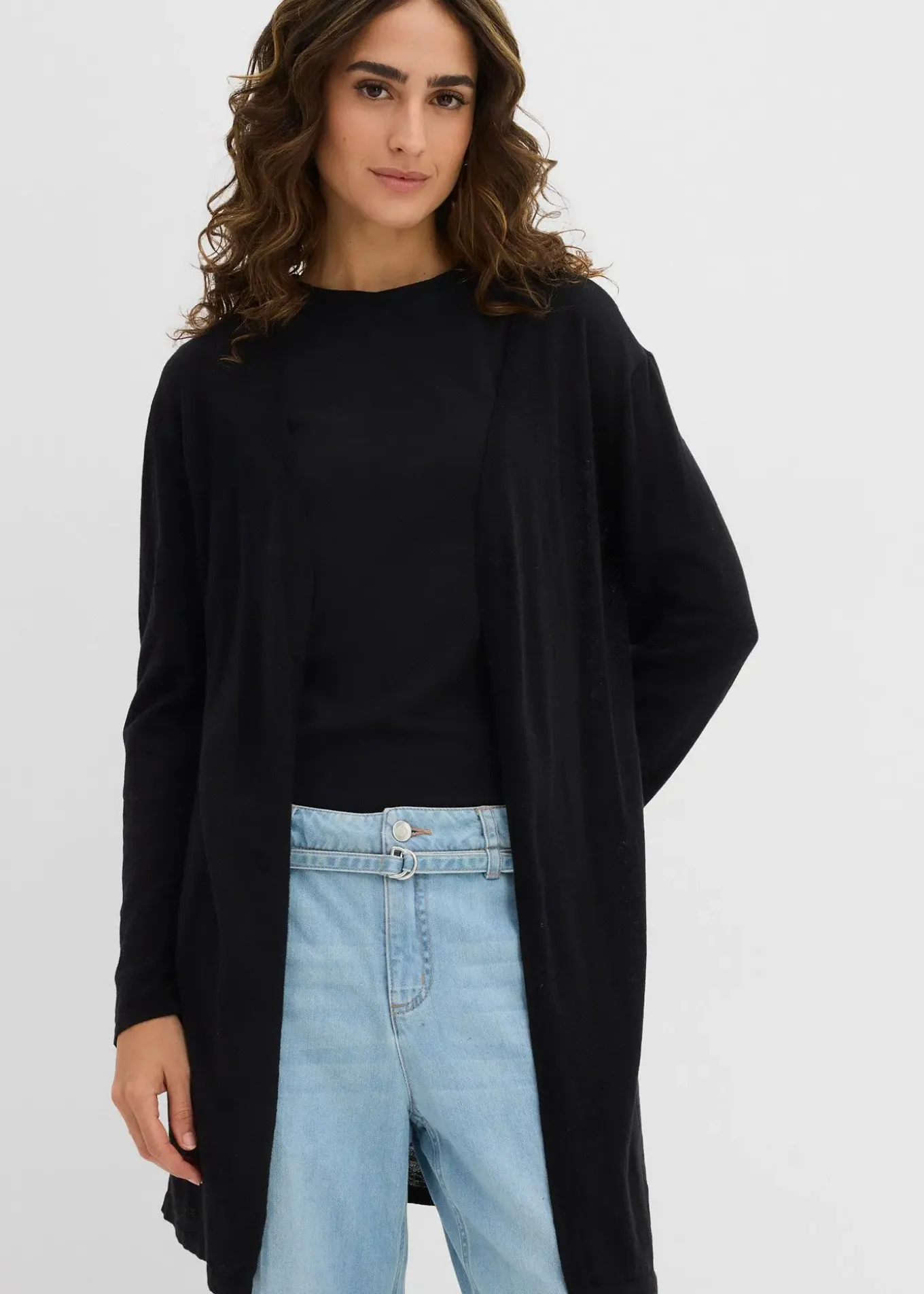 Gilet long en maille, ouvert