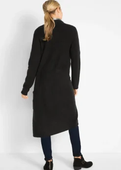 Gilet long en maille, poches plaquées